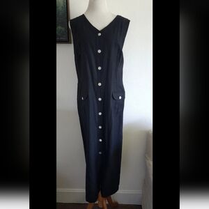 #22 Vintage St. John's Bay Black Linen Blend Sleeveless Button Maxi Dress 20W